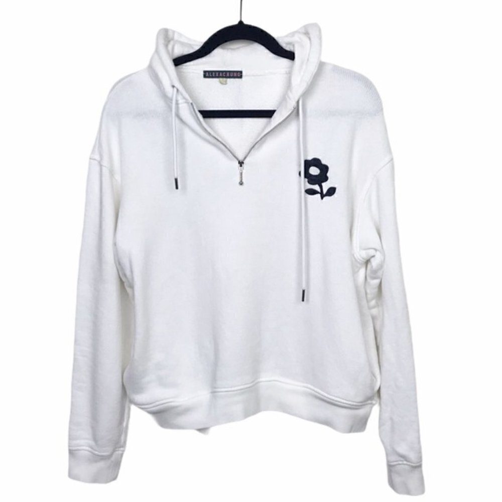 Alexa Chung White Flower Hoodie Sweater - Picture 3 of 8